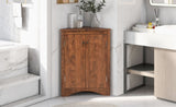 Brown Triangle Bathroom Storage Cabinet with Adjustable Shelves, Freestanding Floor Cabinet for Home WF291467AAD