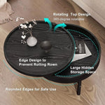 ZUN Modern Round Wood Rotating Tray Coffee Table with Storage & Metal Legs in Black 25593676