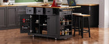 K&K 53inch Large Island with Drop Leaf, Power Outlet, Door Internal Storage Rack, Rolling N707P185531B