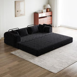 78.7-Inch Convertible Sleeper Sofa Bed with Cylindrical Pillow, Chenille Folding Mattress Couch with W834P337413