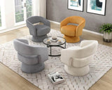 Modern Luxurious Swivel Accent Chair Gray Soft Corduroy Upholstery Plush Seating Solid Wood Stylish B011P256232