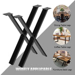 ZUN Table Legs, Furniture Legs 28inch, Heavy Duty Iron Design, DIY X Shape Metal Desk Legs for Coffee 57487332