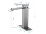 Waterfall Spout Bathroom Sink Single Handle Faucet with Pop-Up Drain 18574932