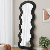 Flannel Full Length Wave Floor Mirror with Stand for Bedroom living room Hanging or Against The Wall 90696123