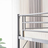 Twin Size Metal Bed with Desk and Storage Shelves, 2 Built-in Ladders & Full-Length Guardrails, 46259316