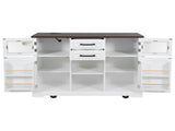 K&K 54.9" Kitchen Island with Drop Leaf, Power Outlet, Kitchen Storage Cart with 4 Door Shelves, N707P300277W