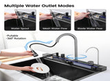 Pull-out Faucet Single Bowl Sink Kitchen Vegetable Sink 304 33"x22" Whale Waterfall Sink Stainless 44745095