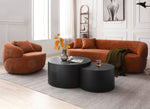 ZUN 360&deg; Swivel Mid Century Modern Curved Sofa, 1-Seat Cloud couch Boucle sofa Fabric Couch, Orange W876P199948