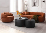 ZUN 360&deg; Swivel Mid Century Modern Curved Sofa, 1-Seat Cloud couch Boucle sofa Fabric Couch, Orange W876P199948