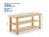 3-Tier Bamboo Shoe Rack Bench, 11.3 x 27.6 x 17.8 Inches Compact Storage Organizer with 286lb 08236135