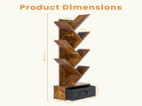 7-Tier Tree Bookshelf with Drawer, Tall Narrow Wood Bookcase for Living Room, Bedroom, Floor 67147654