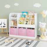 Kids Bookcase and Bookshelf, Multifunctional Bookcase with 3 Collapsible Fabric Drawers, Bookcase W808P242198