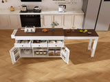 74.8" Kitchen Island Extendable Dining Table & Power Outlet - Rolling Storage Cart on Wheels 37564725