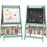 Art Easel with Paper Roll, Blackboard, Whiteboard, Storage, Green 05198404