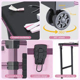 Portable Nail Art Table w/ LED Mirror, Bluetooth, Lockable Drawers, Telescopic Pole - Folding W2700P303416