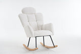 055-Teddy Fabric Upholstered Nursery Rocking Glider Chair Modern Accent Armchair Padded Seat with W527P228306