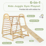 ZUN 6-in-1 Wooden Kids Jungle Gym Playset 51873158