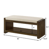 40" Accent Bench with Lower Shelf Shoe Rack, Padded Seating Bench for Living Room, Modern Compact W2186P292094