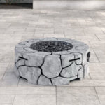 ZUN 9'' H x 28'' W Fiber Reinforced Concrete Outdoor Fire pit B120P198408