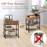 Bedside table, adjustable tabletop coffee table with charging and wheels 13255072