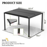 8610C Louver Pergola 10x13FT Aluminum Frame & Louvers W2089P187635