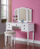 Bedroom Contemporary Vanity Set w Foldable Mirror Stool Drawers White Color HS00F4074-ID-AHD