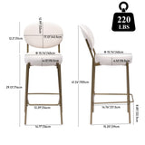 29'' Upholstered Bar Stools Velvet Counter Stool with Backrest & Footrest Set of 2 Round Dining W1757P227878