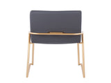 Contemporary Dining Chair in Gold Steel and Grey Faux Leather - Set of 2 B202P223499
