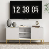 Modern TV Stand with Wave-Design Doors, Open Shelf & Adjustable Shelf - Stylish and Functional for W3151P288928