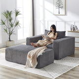 75-Inch Corduroy Sponge Sofa Lounge Chair with Removable footrest,No Assembly Required,Fluffy Modern W834P206097