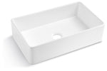 ZUN 33" L X 20" W Single Basin Ceramic Farmhouse Kitchen Sink with Basket Strainer JY3320