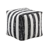 Modern Pouf Black and White Striped Fabric Upholstered Ottoman, Non-Slip Floor Pouf, Bean Bag Chair, B011P251659