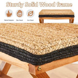 ZUN Amazon Shipping Ottoman Footstool Natural Seagrass Footrest Pouf Ottomans with X Wooden Legs 39435455