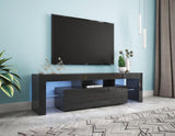 ZUN Modern Black TV Stand, 20 Colors LED TV Stand w/Remote Control Lights 95007523