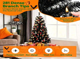 4.5 FT Pre-Lit Black Halloween Tree with 65 Ghost Cold White Lights & 65 Pumpkin Orange Lights, 04349975