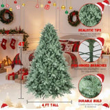 4FT Christmas Tree Artificial Plant with 592 Tips PVC Blue Green Tree Hinged Branches Stable Stand 05137138
