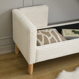 65.35"Wide Corduroy Storage Soft Bench with Armrests, Backrest and Two bolster Pillows for Living 45014415
