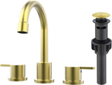 Widespread Bathroom Sink Faucet Brushed Gold 2 Handle 8 inch 3 Hole 360&degSwivel Spout Vanity Sink 16438240