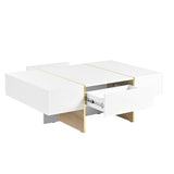 ON-TREND 47.2'' x 31.4''Minimalist High Gloss Coffee Table with 2 Drawers, Multi-Storage Rectangle N721P180693K