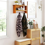 Wood Wall-Mounted Storage Shelf with Towel Bar 61664598