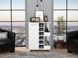 ZUN Bar Cart, Two External Shelves, Four Casters, Six Built-in Wine Rack, Single Door Cabinet -White B07091830