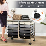 12-Drawer Rolling Storage Cart - 2-Row 10-Storey, Multicolor Drawers, 4 Wheels , -Gray 77795797