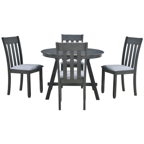 ZUN 5-Piece Wood Dining Table Round Extendable Dining Table with 4 Dining Chairs, Dining Room Table 14062397