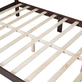 Queen Size Wood Platform Bed Frame,Retro Style Platform Bed with Wooden Slat Support,Dark Walnut WF308185AAD
