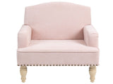 Modern Accent Chair with Retro Wooden Legs & Nailhead Trim, Small Fabric Club Chair, Comfy W3042P262916
