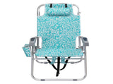 1 PCS Aluminum Beach Chair, 15 Inch Seat Height Teal Tribal Pattern, 5 Positions Reclining Folding 41980863