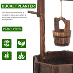 ZUN Outdoor Reinforced And Anticorrosive Wooden Wishing Well Flowerpot 51945815