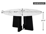 Round Dining Table for 4, 43-Inch Faux Marble Top, Mid-Century Modern Round Dining Table for Cafes, N752P245707K