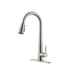 ZUN Kitchen Faucet Pull Down Sprayer Brushed Nickel, High Arc Single Handle Kitchen Sink Faucet 95498826