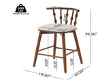 Doria Indoor Wooden Barstool, Walnut Finish With Beige Upholstery, Set of 2 N775P299416W